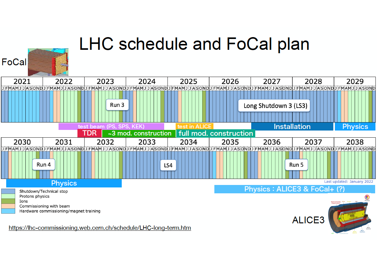 LHC schedule and FoCal plan